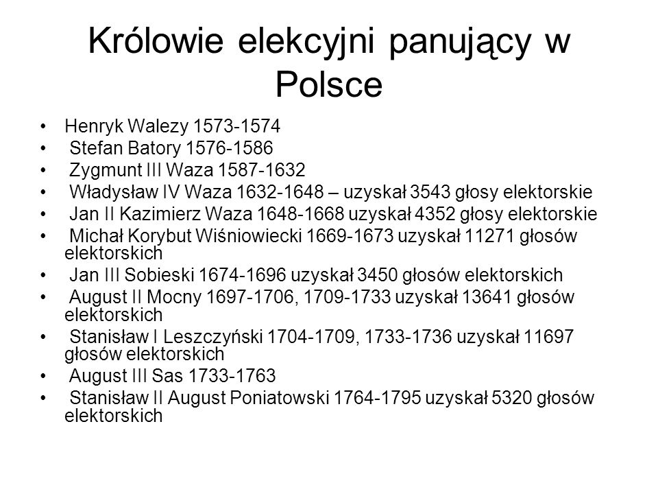 Królowie elekcyjni panujący w Polsce
