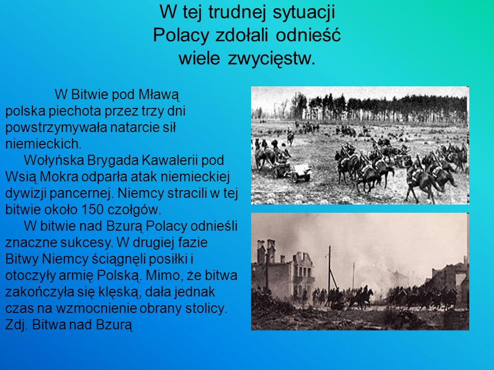 W tej trudnej sytuacji Polacy zdołali odnieść wiele zwycięstw.
