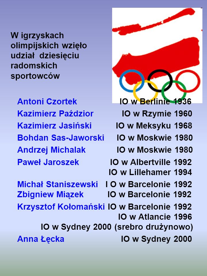 W igrzyskach olimpijskich wzięło udział dziesięciu
