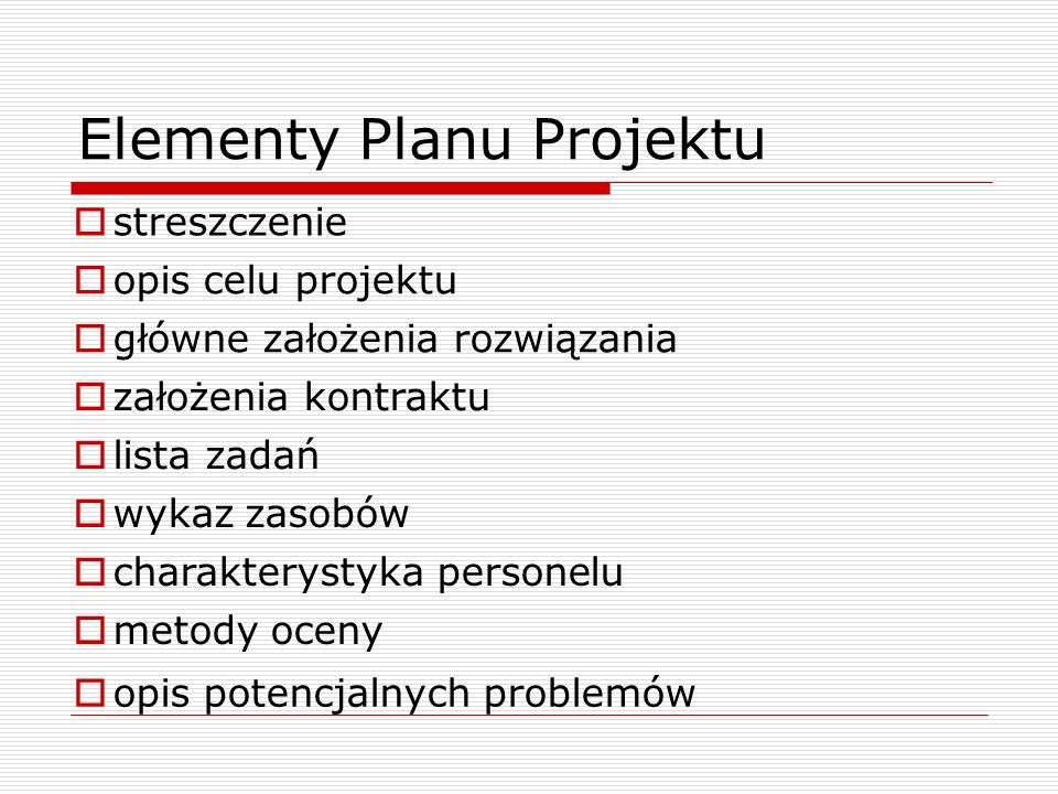 Elementy Planu Projektu
