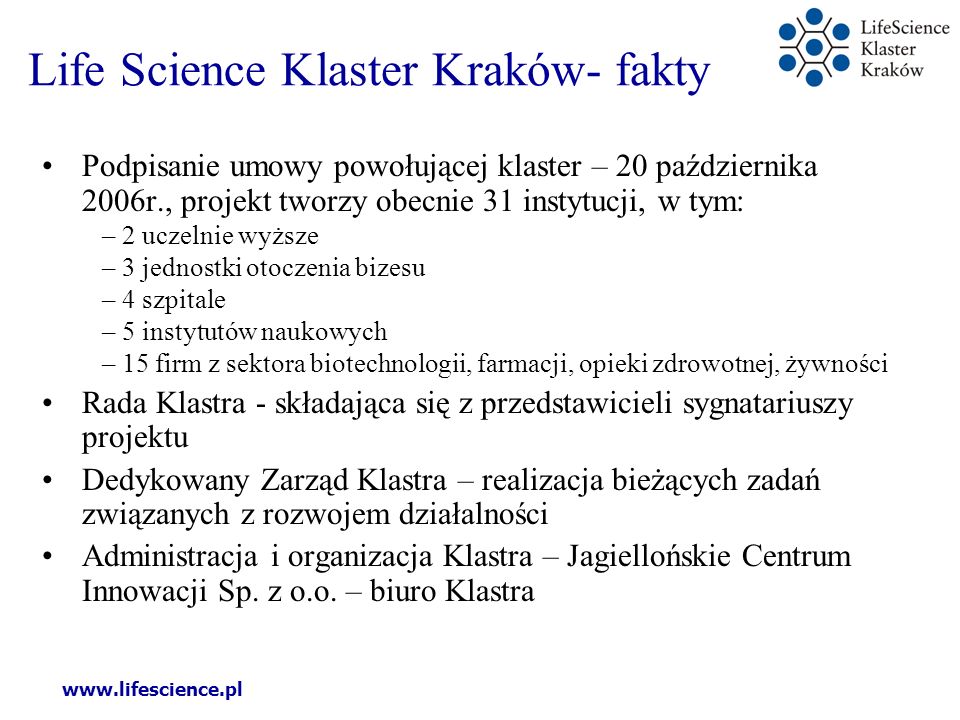 Life Science Klaster Kraków- fakty