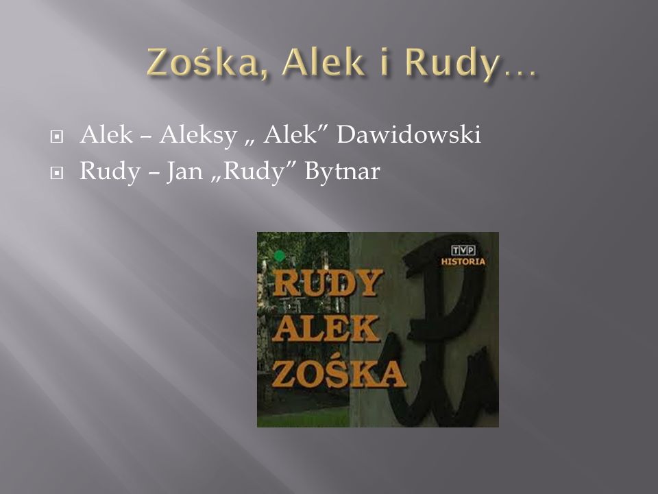 Zośka, Alek i Rudy… Alek – Aleksy „ Alek Dawidowski