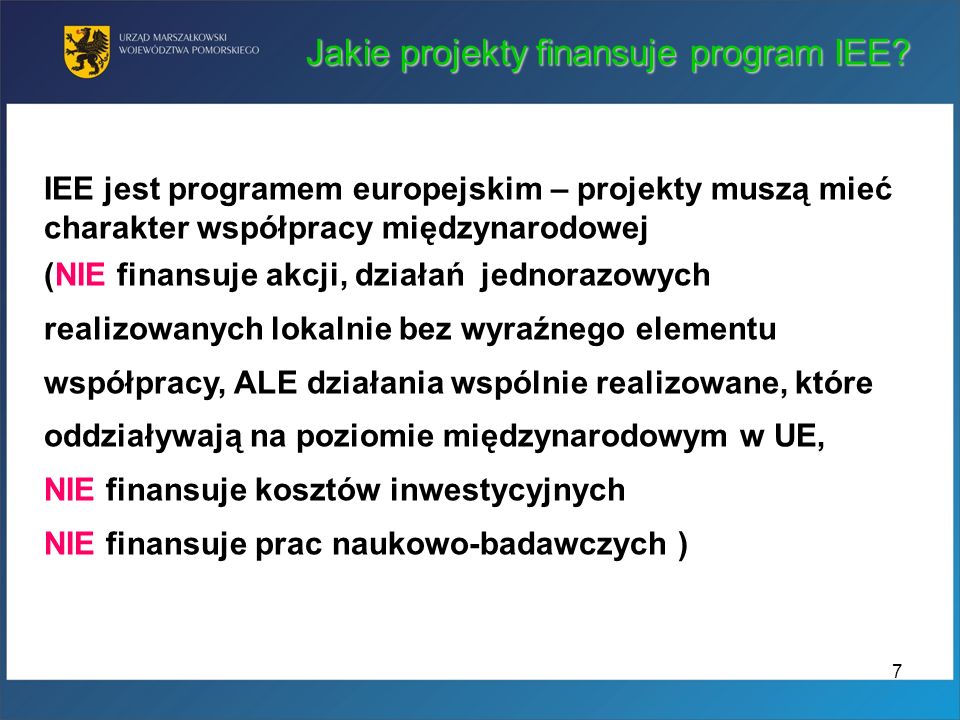 Jakie projekty finansuje program IEE