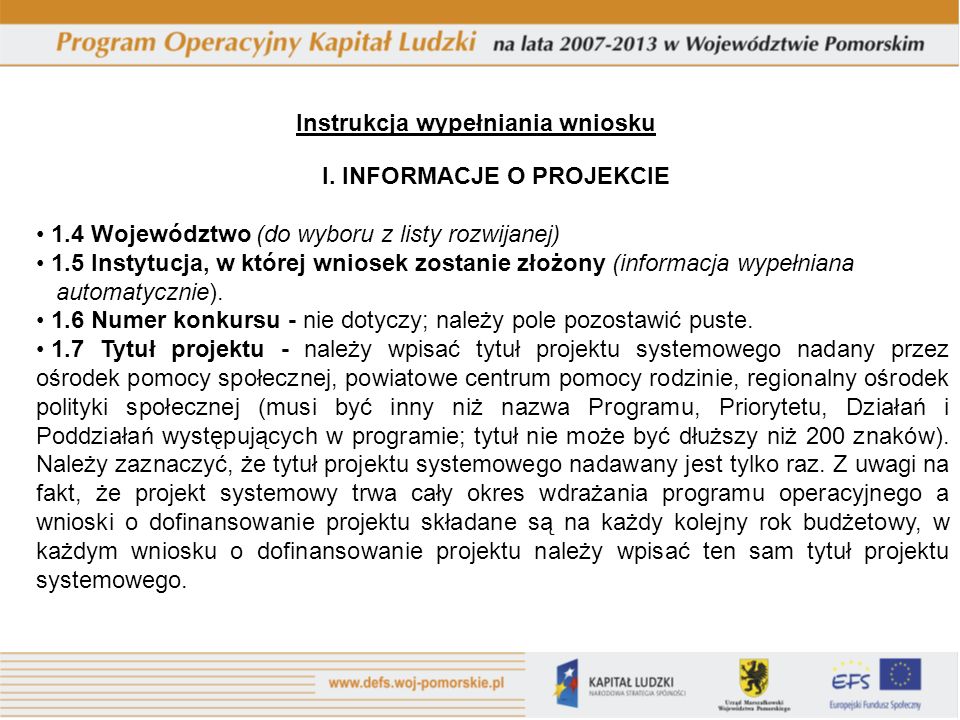 Zasady Wypełniania Wniosku O Dofinansowanie Projektu Systemowego W ...