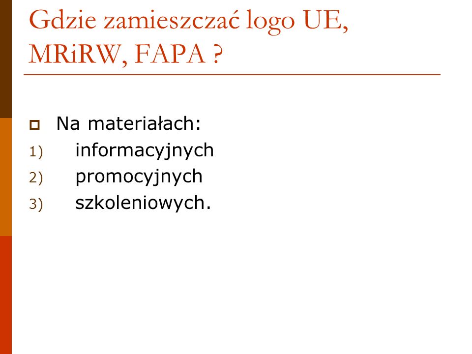Gdzie zamieszczać logo UE, MRiRW, FAPA