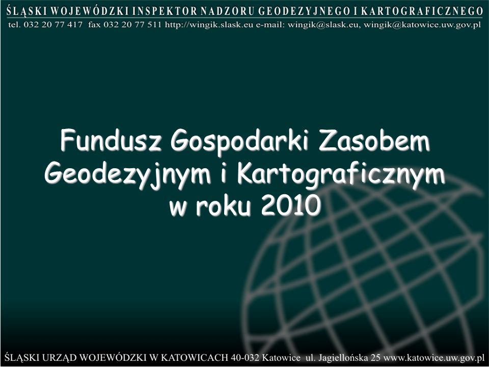 Fundusz Gospodarki Zasobem Geodezyjnym i Kartograficznym w roku 2010