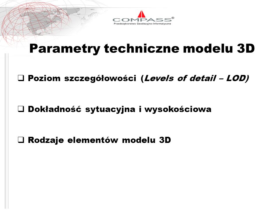 Parametry techniczne modelu 3D
