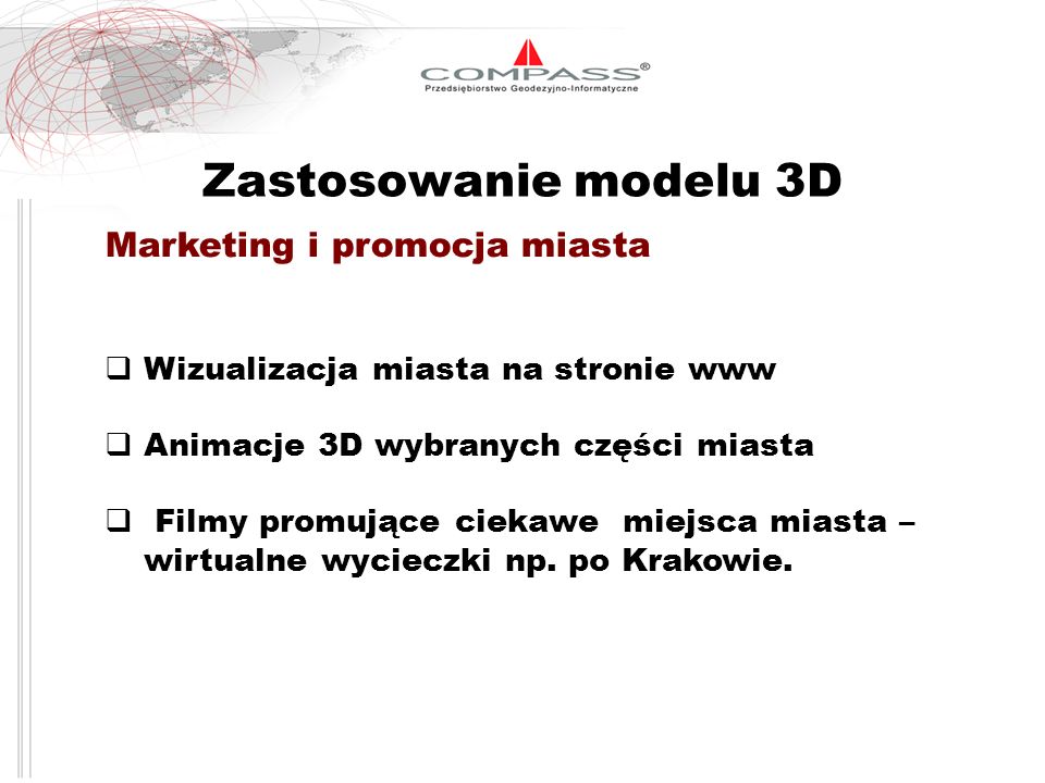 Zastosowanie modelu 3D Marketing i promocja miasta