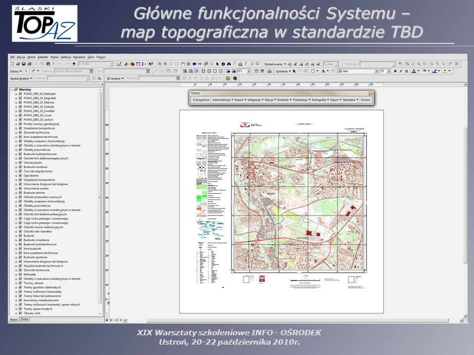 Główne funkcjonalności Systemu – map topograficzna w standardzie TBD