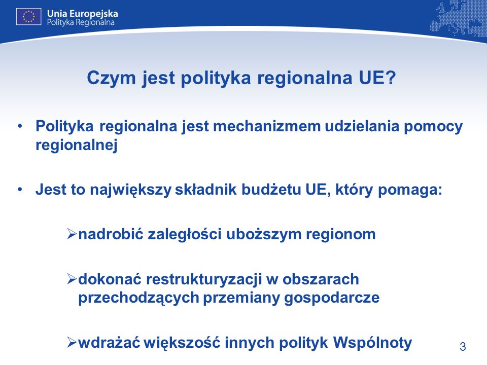 Czym jest polityka regionalna UE