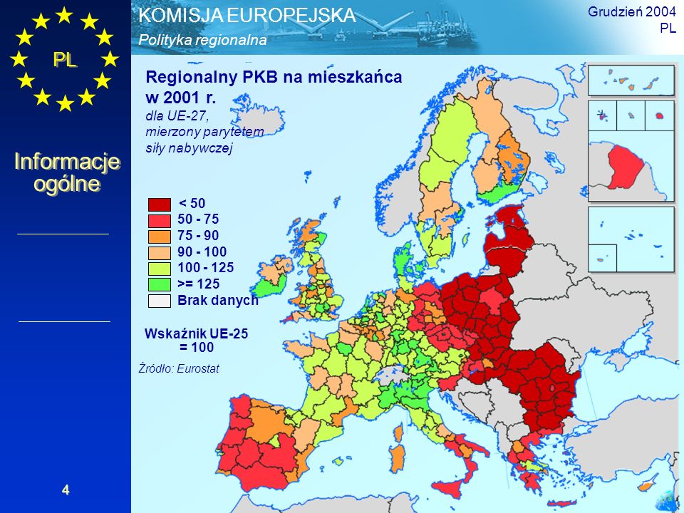 Regionalny PKB na mieszkańca w 2001 r.