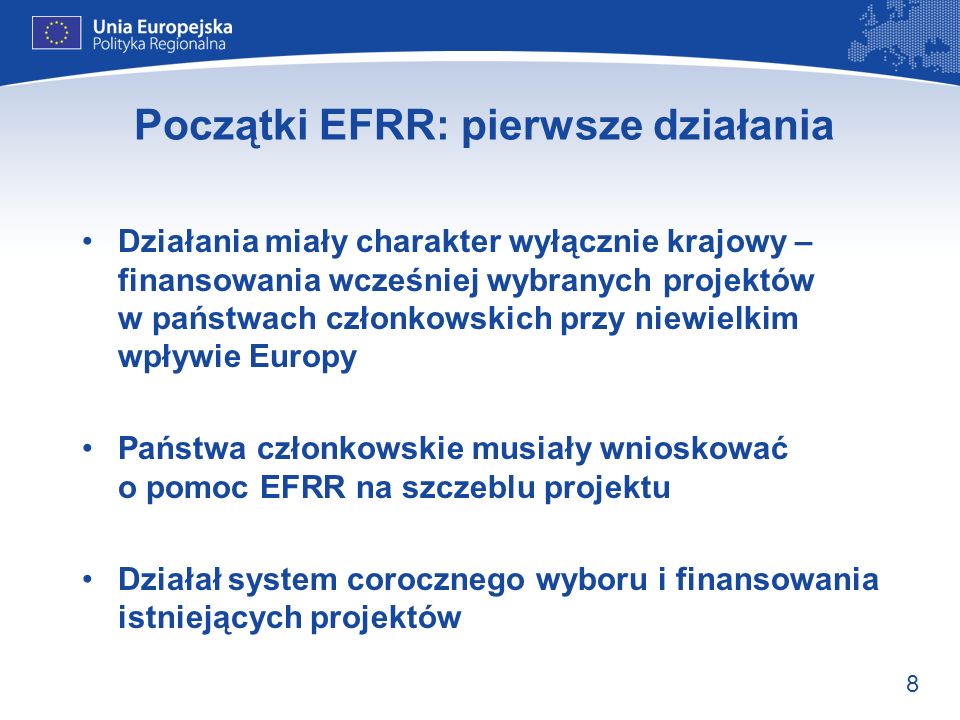 Początki EFRR: pierwsze działania