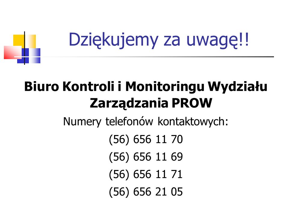 Biuro Kontroli i Monitoringu Wydziału Zarządzania PROW
