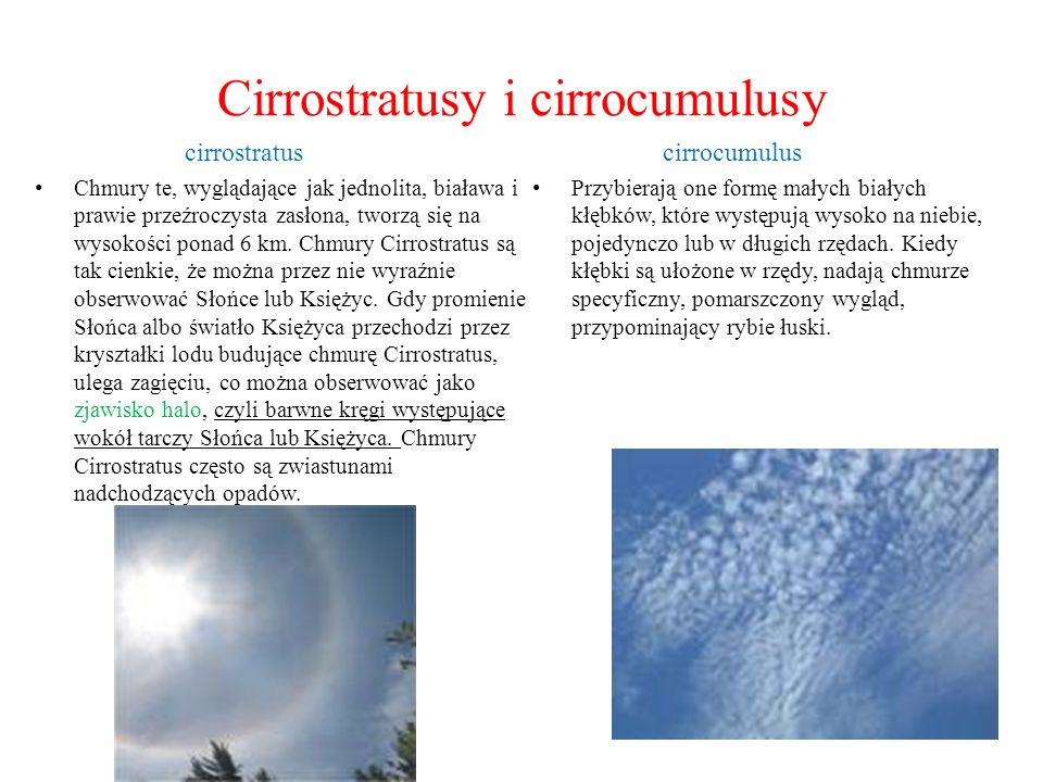Cirrostratusy i cirrocumulusy