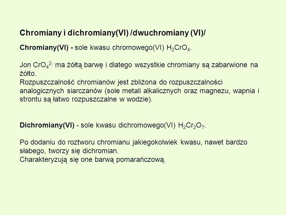 Chromiany i dichromiany(VI) /dwuchromiany (VI)/