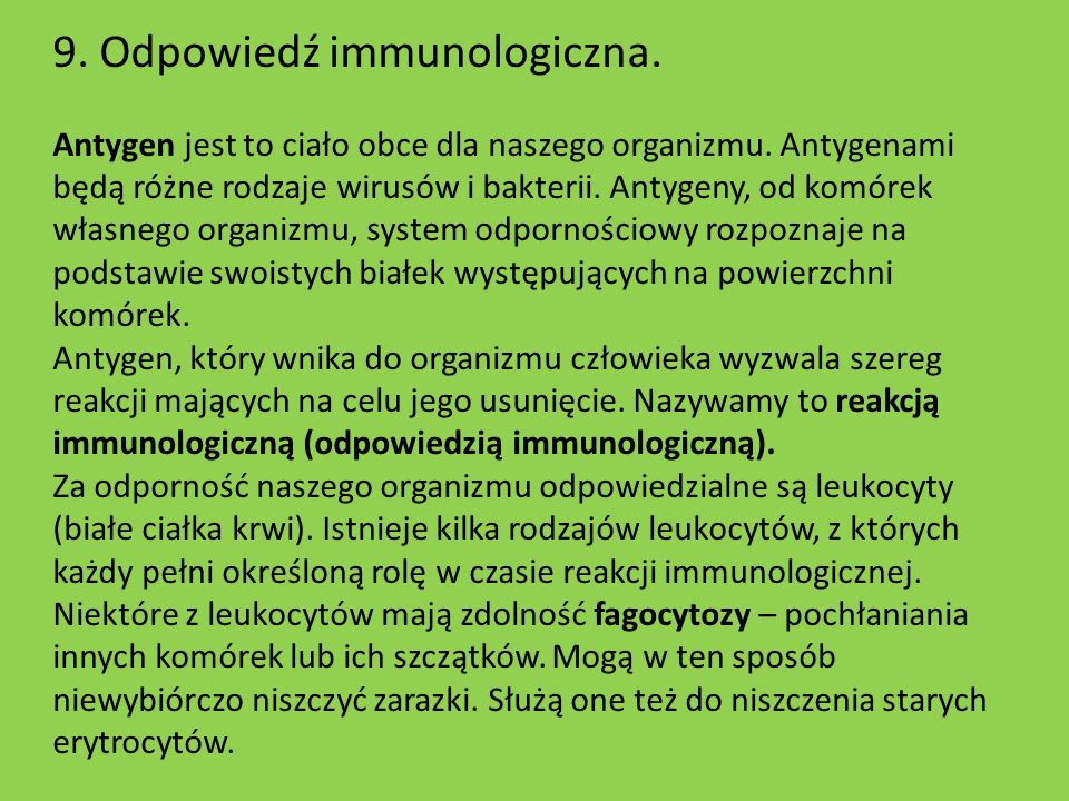 9. Odpowiedź immunologiczna.