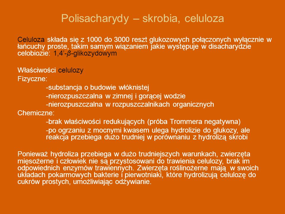 Polisacharydy – skrobia, celuloza