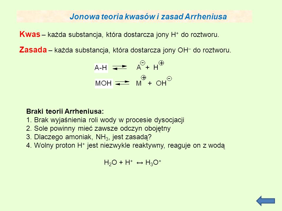 Jonowa teoria kwasów i zasad Arrheniusa