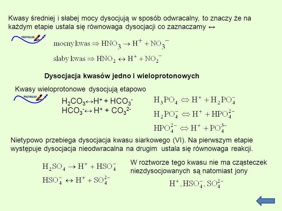 Dysocjacja kwasów jedno i wieloprotonowych