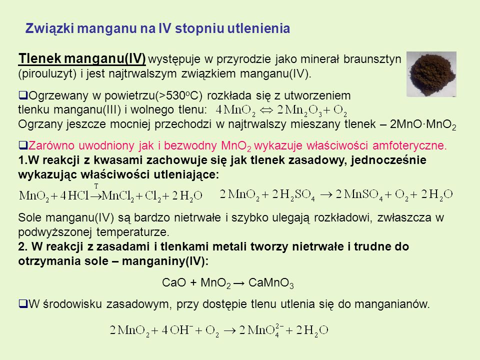 Związki manganu na IV stopniu utlenienia