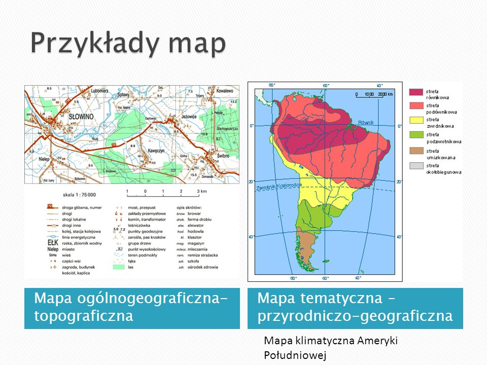 Przykłady map Mapa ogólnogeograficzna- topograficzna