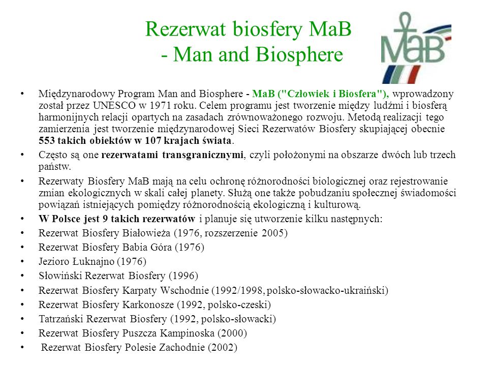 Rezerwat biosfery MaB - Man and Biosphere