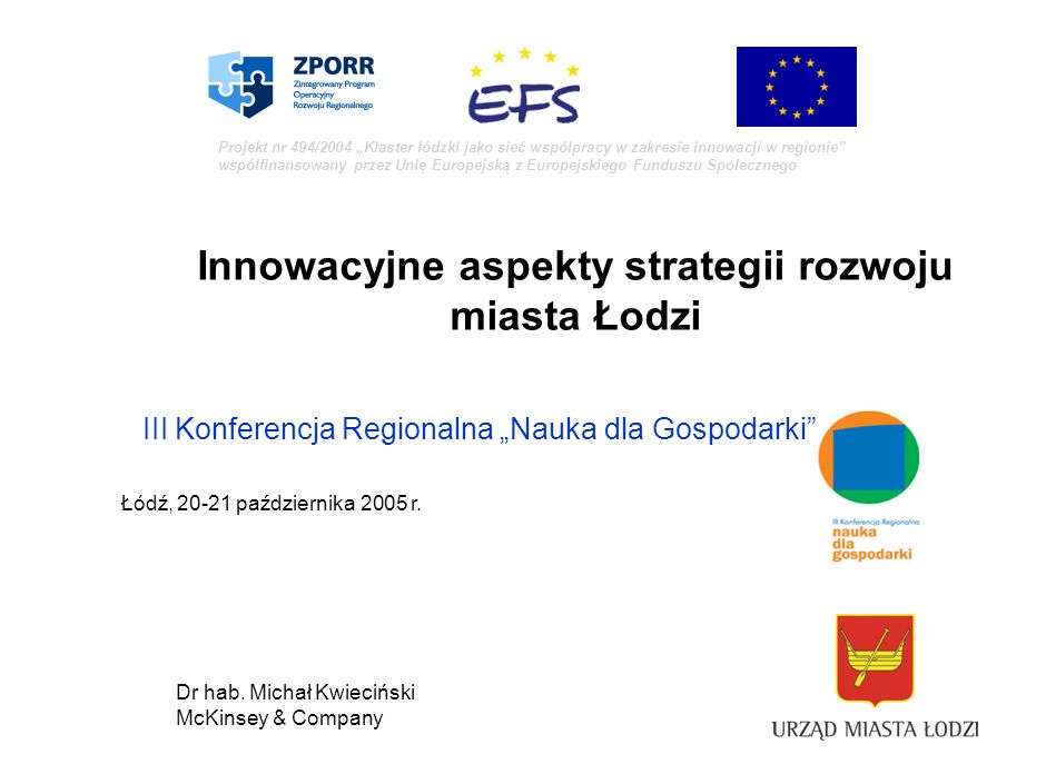 Innowacyjne aspekty strategii rozwoju miasta Łodzi