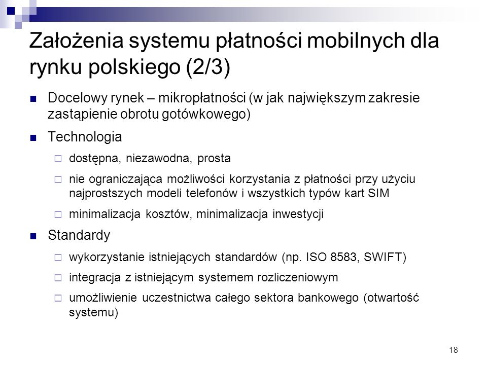 Założenia systemu płatności mobilnych dla rynku polskiego (2/3)