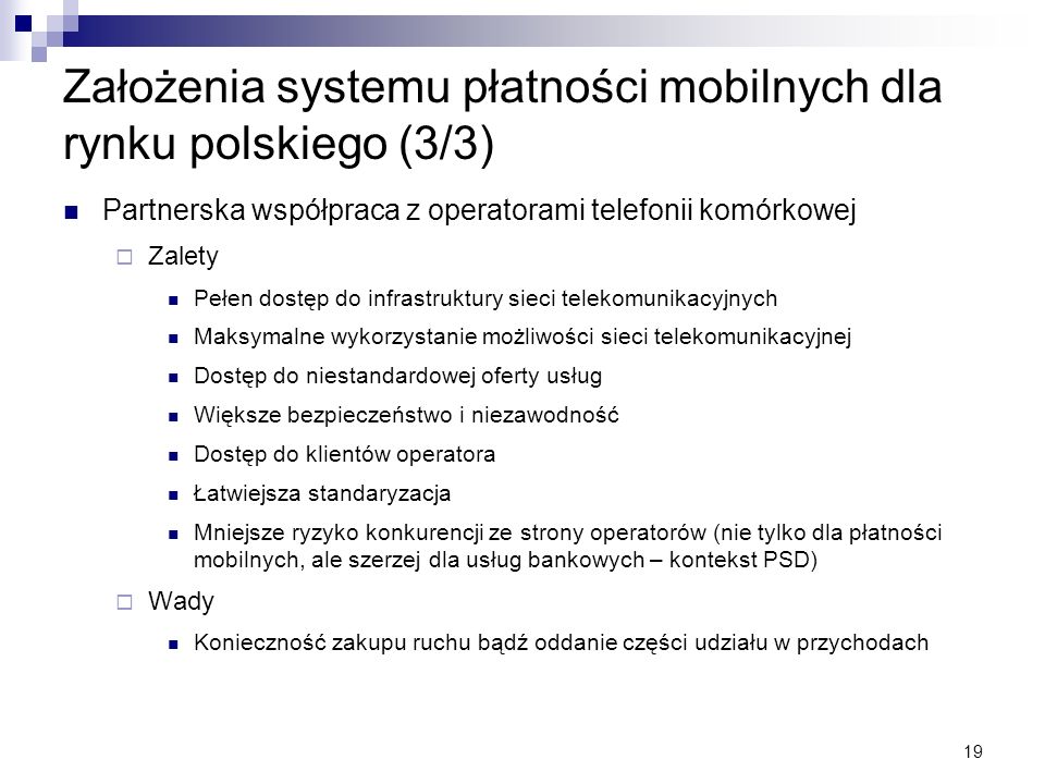 Założenia systemu płatności mobilnych dla rynku polskiego (3/3)