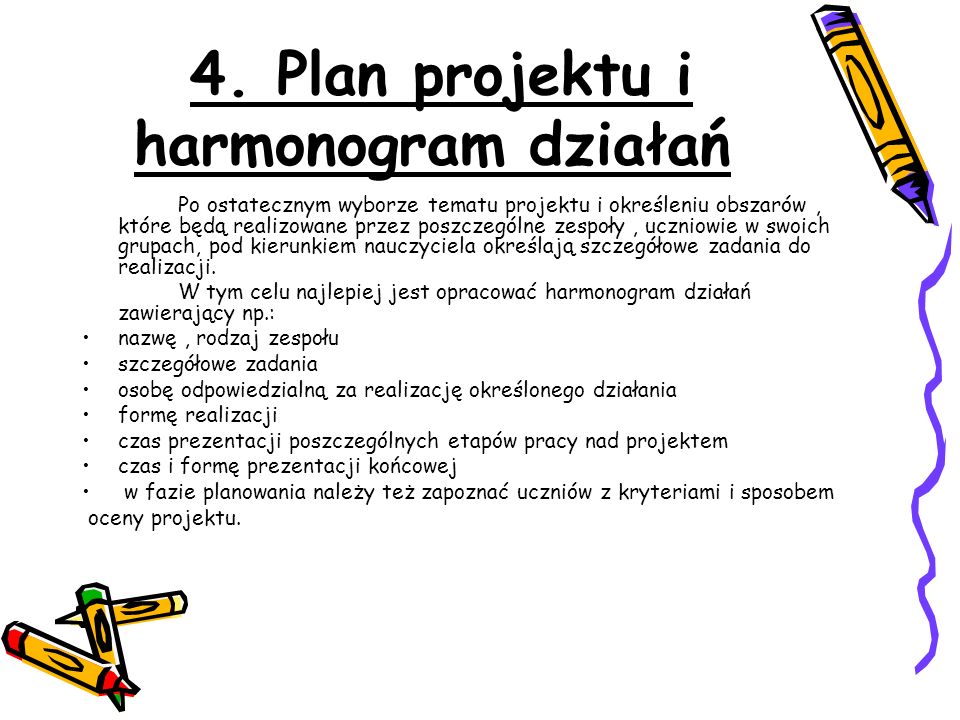 4. Plan projektu i harmonogram działań