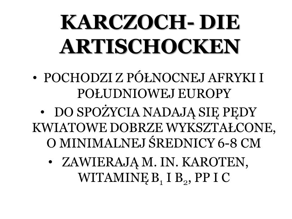KARCZOCH- DIE ARTISCHOCKEN