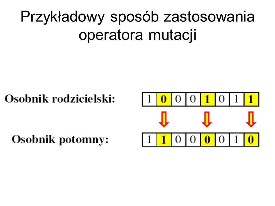 Przykładowy sposób zastosowania operatora mutacji