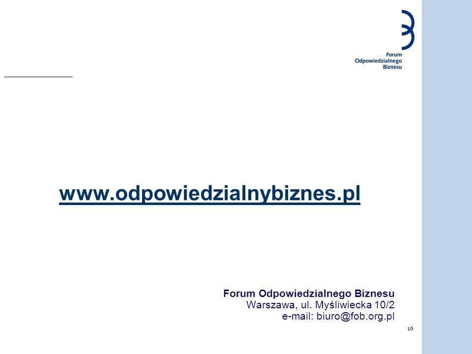Forum Odpowiedzialnego Biznesu Warszawa, ul.