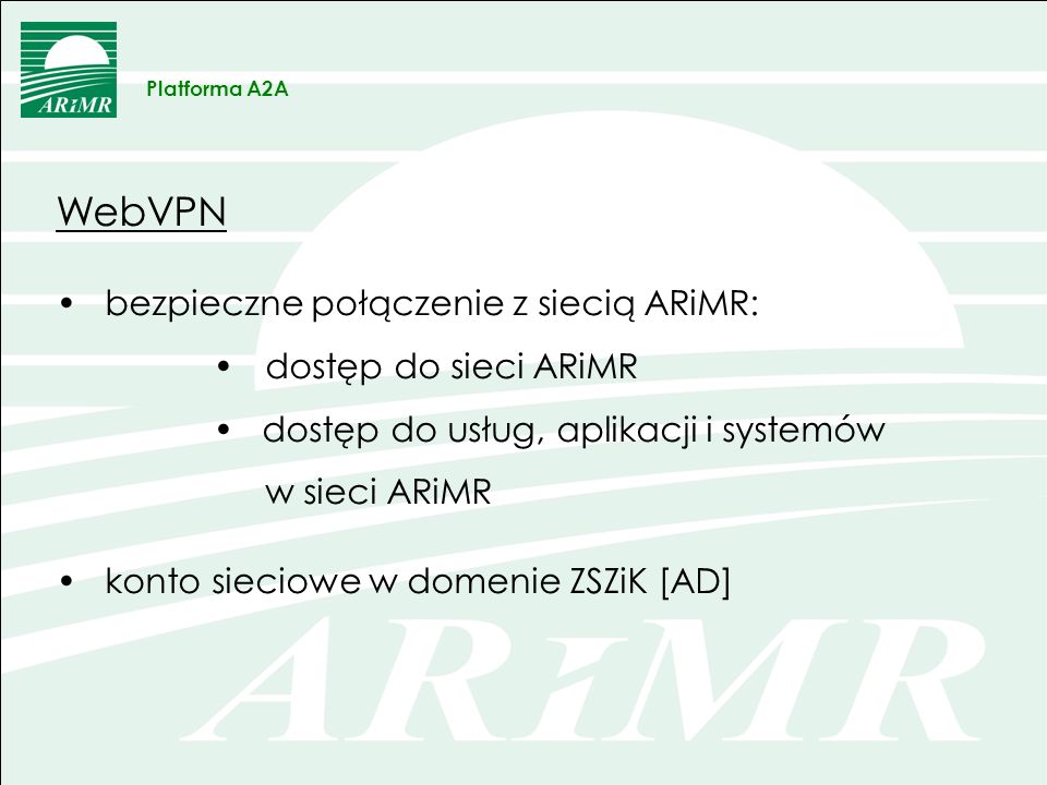 WebVPN bezpieczne połączenie z siecią ARiMR: dostęp do sieci ARiMR