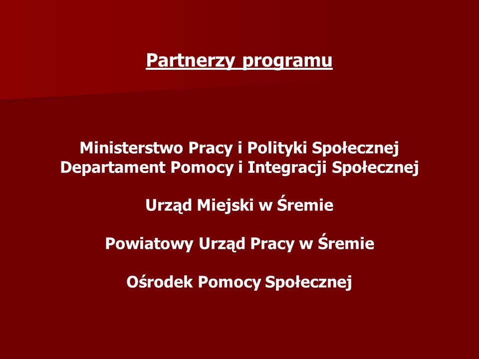 Partnerzy programu Ministerstwo Pracy i Polityki Społecznej