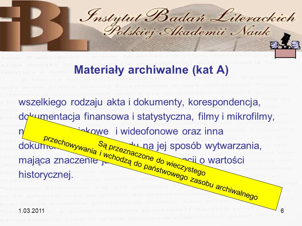 Materiały archiwalne (kat A)