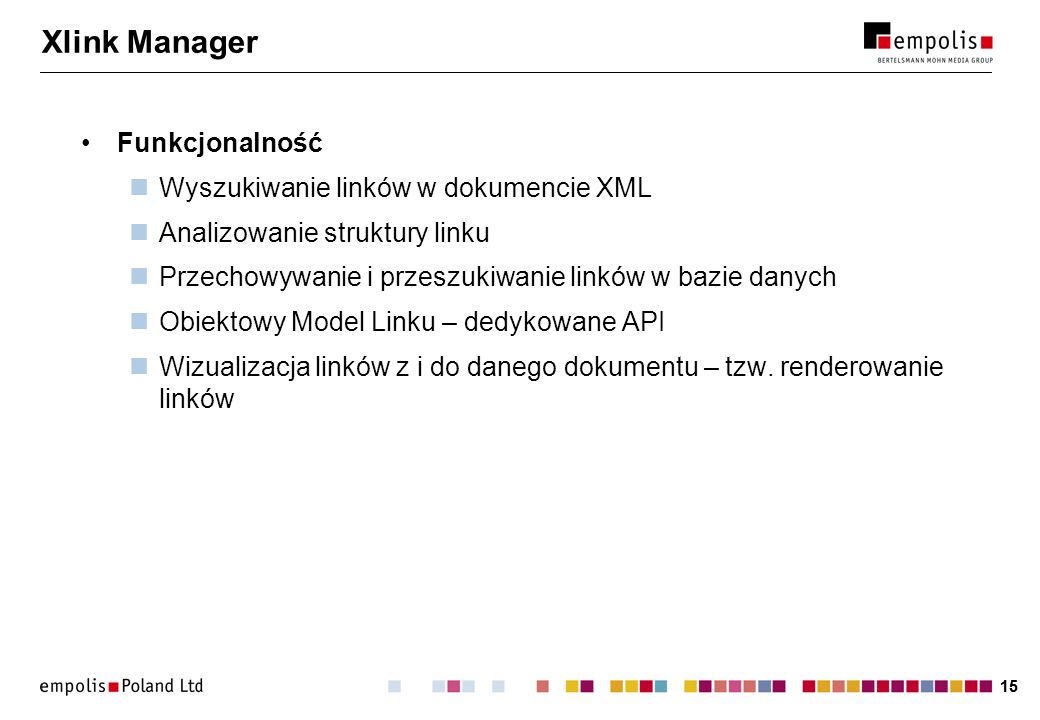 Xlink Manager Funkcjonalność Wyszukiwanie linków w dokumencie XML