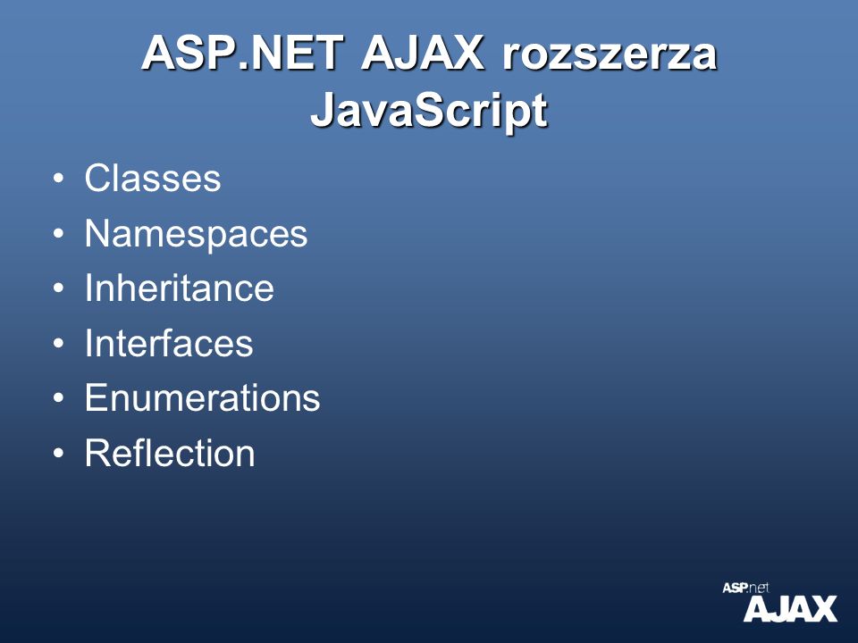 ASP.NET AJAX rozszerza JavaScript