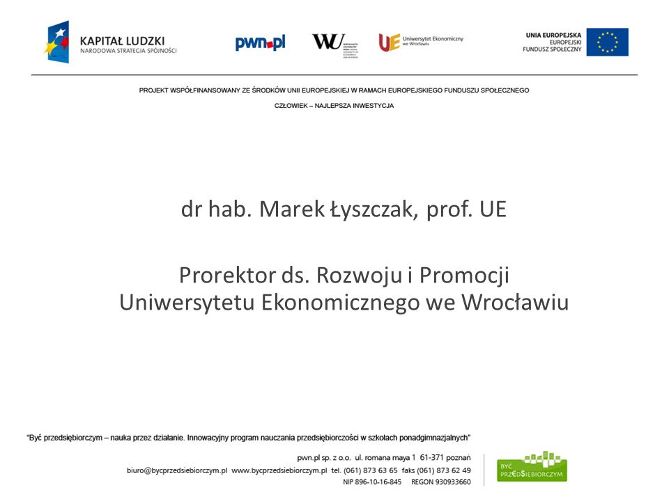 dr hab. Marek Łyszczak, prof. UE