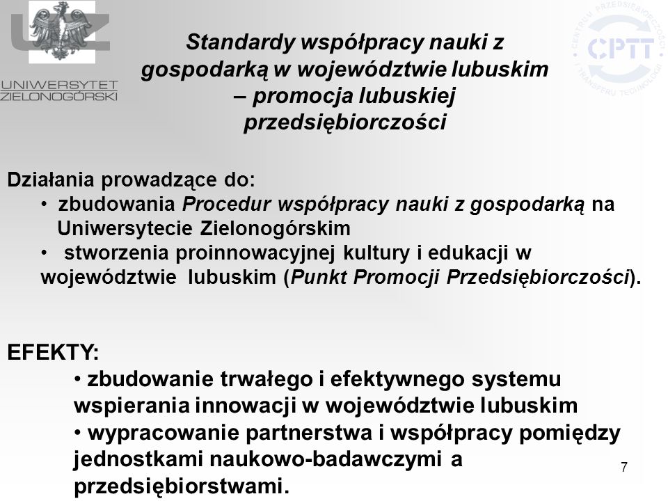 Standardy współpracy nauki z gospodarką w województwie lubuskim – promocja lubuskiej przedsiębiorczości