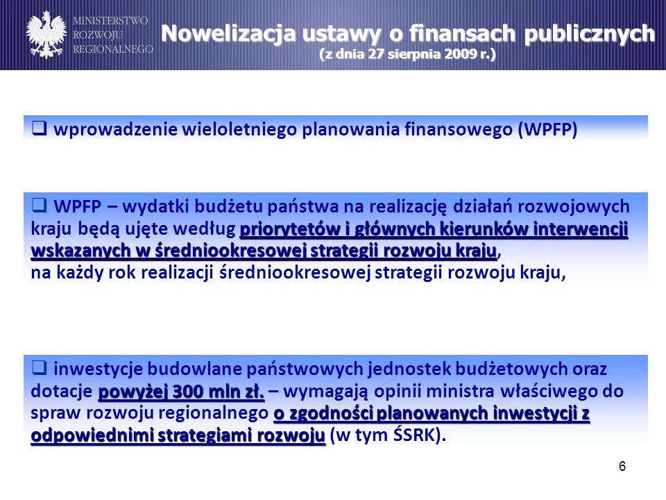 Nowelizacja ustawy o finansach publicznych (z dnia 27 sierpnia 2009 r