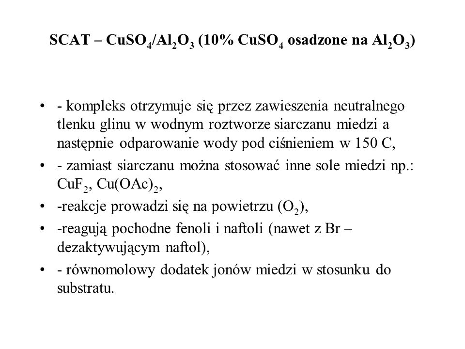 SCAT – CuSO4/Al2O3 (10% CuSO4 osadzone na Al2O3)