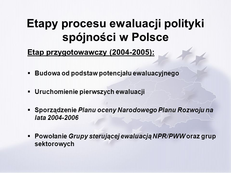 Etapy procesu ewaluacji polityki spójności w Polsce