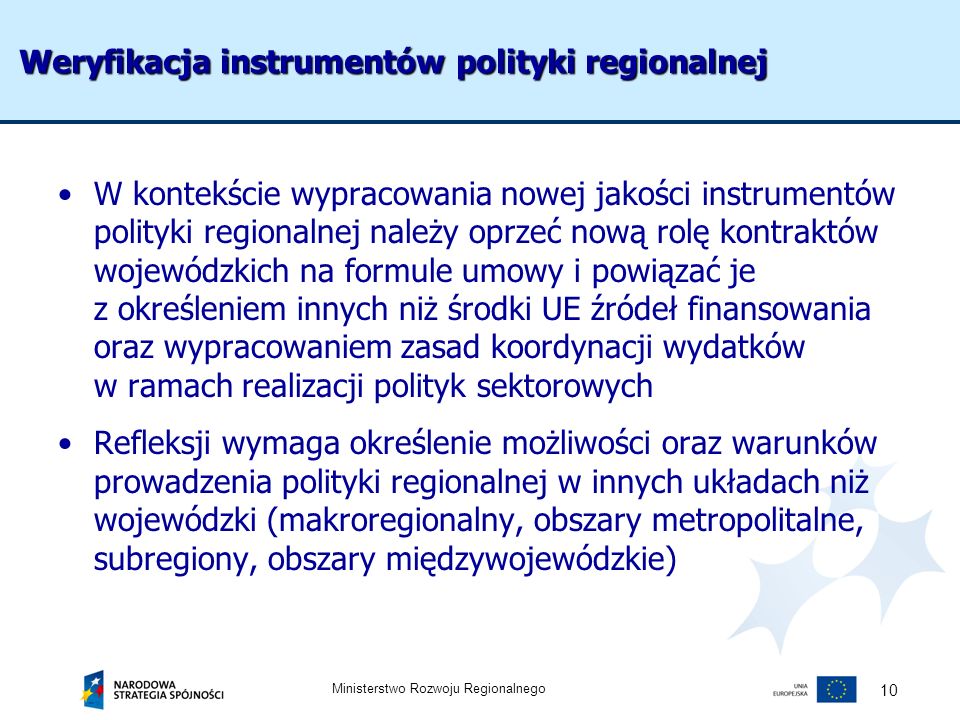 Weryfikacja instrumentów polityki regionalnej