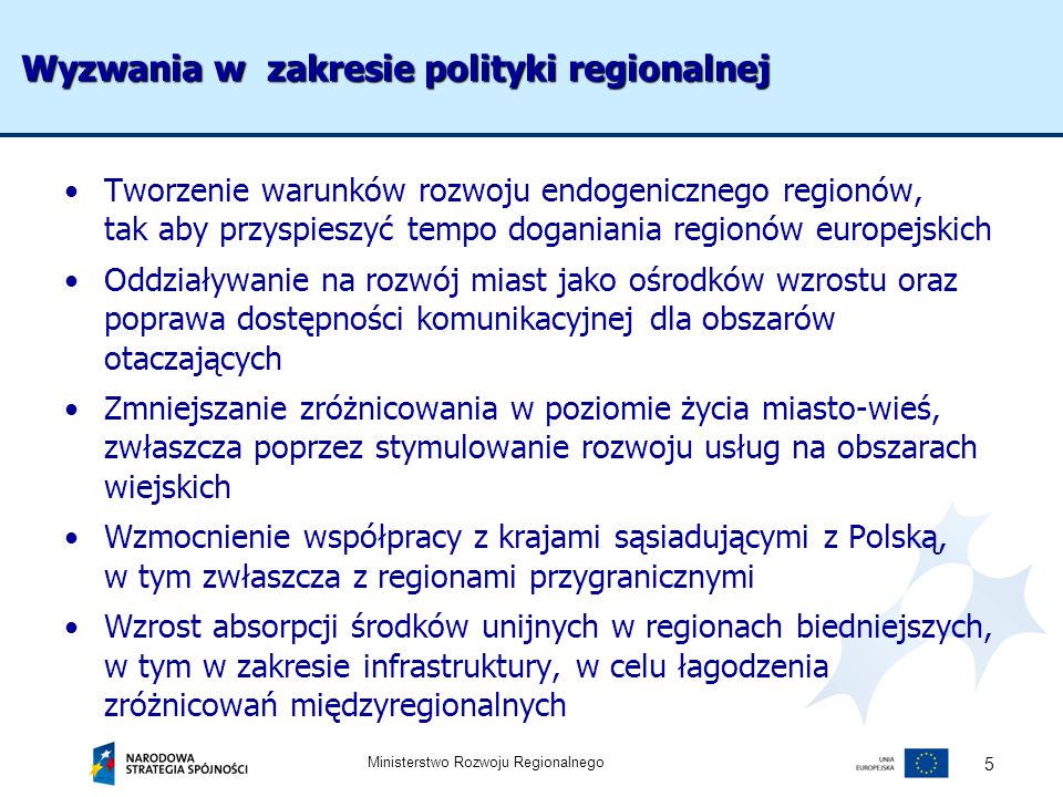 Wyzwania w zakresie polityki regionalnej