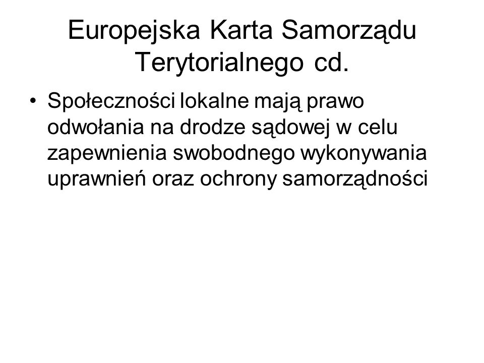 Europejska Karta Samorządu Terytorialnego cd.