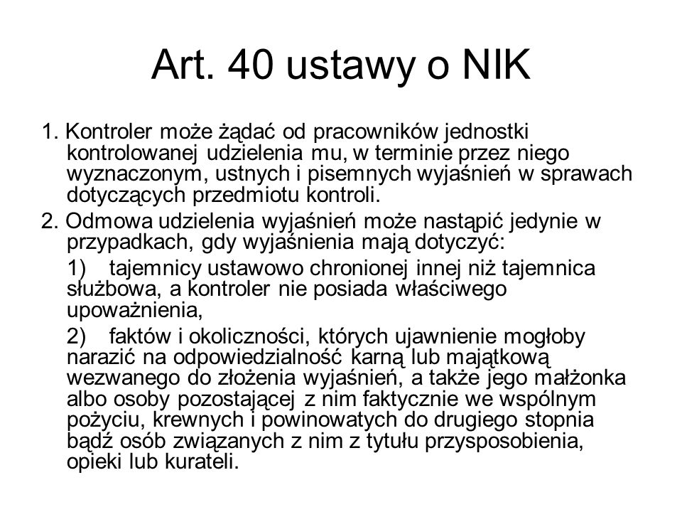 Art. 40 ustawy o NIK