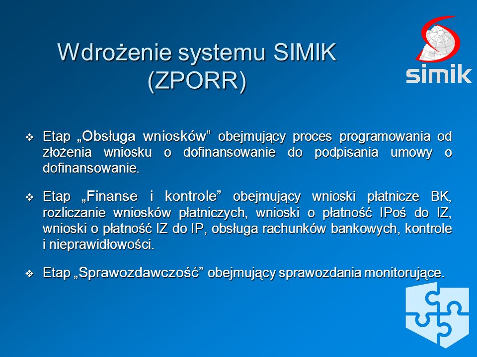 Wdrożenie systemu SIMIK (ZPORR)