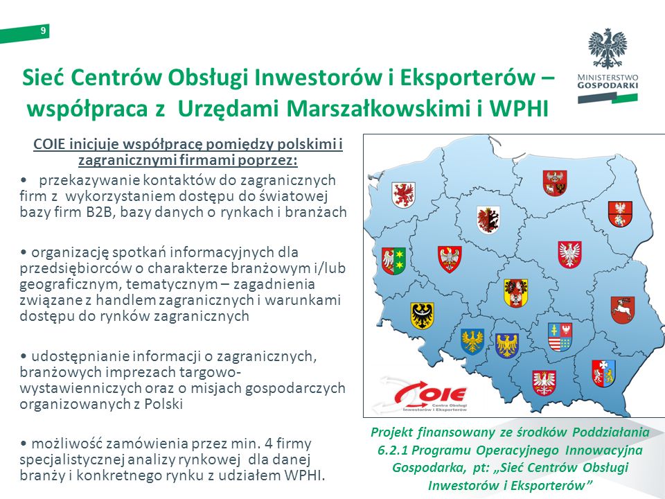 Sieć Centrów Obsługi Inwestorów i Eksporterów – współpraca z Urzędami Marszałkowskimi i WPHI