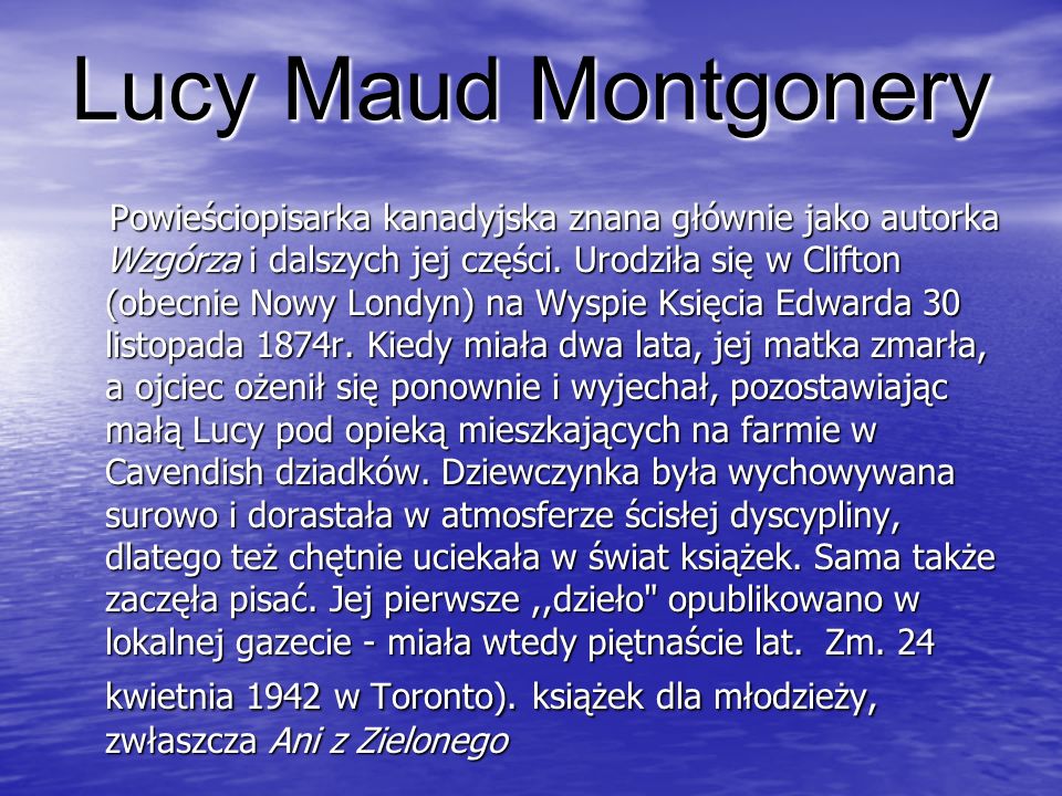 Lucy Maud Montgonery